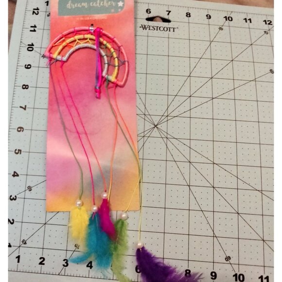 Rainbow Dreamcatcher With Feathers Beads 12 Inches Long Multicolor LGBT - Picture 4 of 4